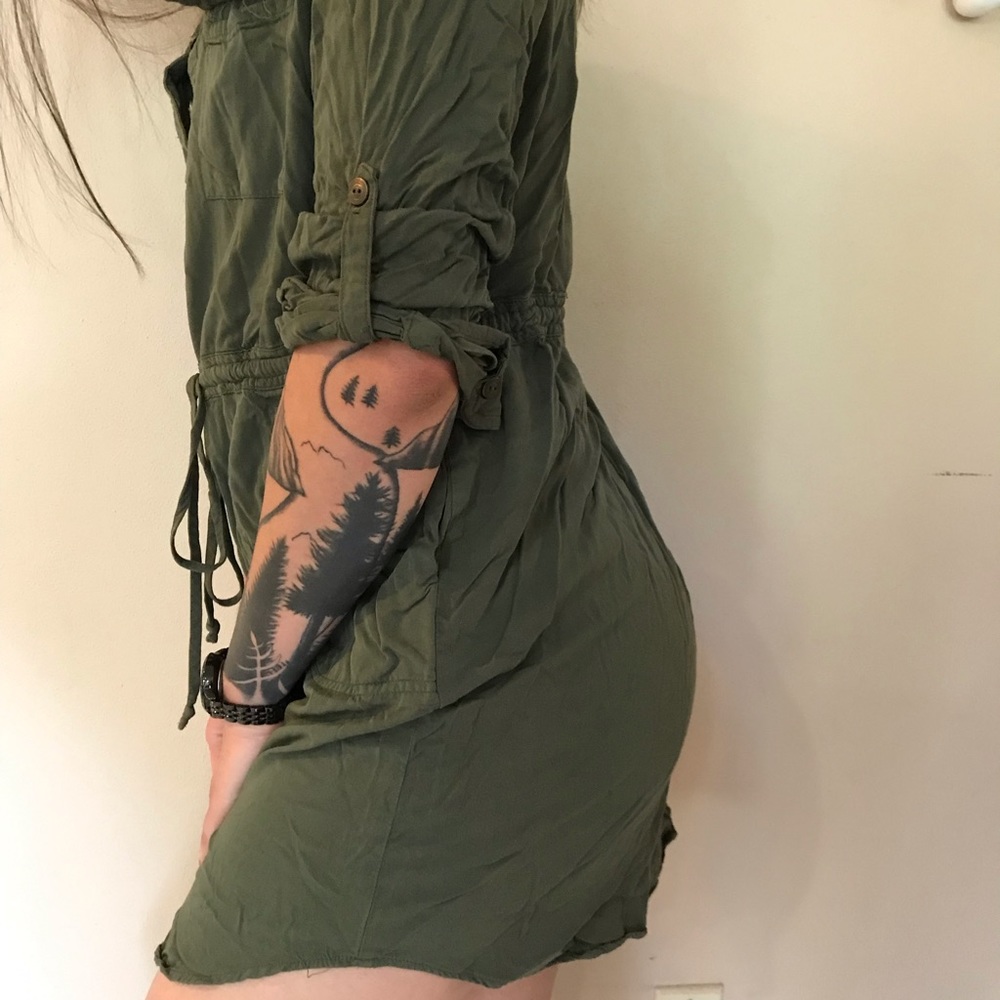 Anthropologie Olive Green Mini Dress